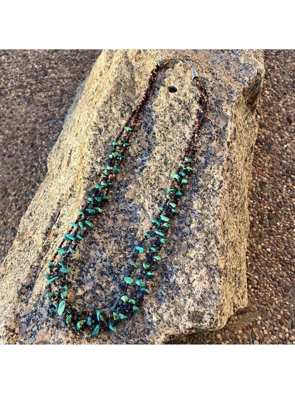 Navajo Native American Turquoise Heishi Three Strand Necklace